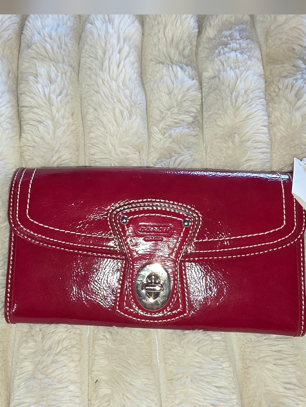 New Coach Red Patent Leather Clutch Wallet